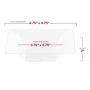 5 oz clear plastic dessert bowls with a modern square design, disposable and durable