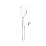 6-inch clear plastic disposable spoons, sturdy and lightweight for easy dining convenience