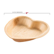 6-inch heart-shaped palm leaf plates, biodegradable and disposable
