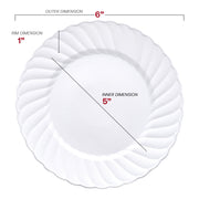 6-inch round white plastic pastry plates with a flared edge design