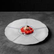 6-section Clear Round Trays served dips and snacks at a casual gathering.