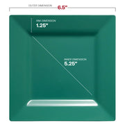 6.5-inch square cake plates in a rich hunter green color, disposable plastic design