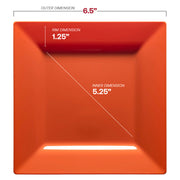 6.5-inch square cake plates in a vibrant burnt orange color, disposable plastic design