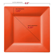 6.5-inch square cake plates in a vibrant tropical coral color, crafted from durable plastic