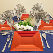 6.5" orange plates held mini pastries at a cozy seasonal event.