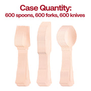 600-count disposable wooden cutlery set made from sustainable birch wood, great for eco-conscious catering and outdoor dining