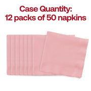 600-count pack of classic pink paper napkins for beverages, 10-inch square when unfolded, disposable and party-ready