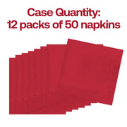 600-pack of disposable classic red beverage napkins, 10 x 10 inches each, ideal for bars, parties, and events