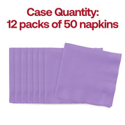 600-pack of disposable lavender cocktail napkins, made from soft paper for single use at events and gatherings.