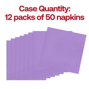 600-pack of disposable lavender cocktail napkins, made from soft paper for single use at events and gatherings