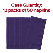 600-pack of disposable purple dinner napkins, 16 x 16 inches unfolded, great for parties, banquets, or catering.