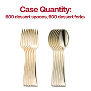 600-pack of gold mini plastic flatware, ideal for serving small bites, desserts, and tasting samples at events