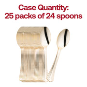 600-pack of shiny metallic groove gold plastic spoons, 6.25 inches long, perfect for catering, banquets, and special events