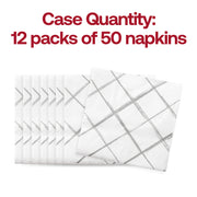 600-pack of white beverage napkins with shimmering silver diamond accents, ideal for entertaining in style