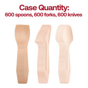 600-piece natural birch wooden utensil set, compostable and environmentally friendly for zero-waste dining