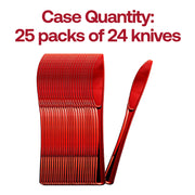 600 metallic red disposable plastic knives, sleek 7.8-inch design