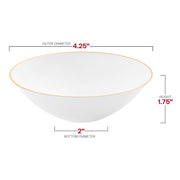 6 oz white round disposable dessert bowls with a decorative gold rim