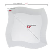7-inch square appetizer plate with a wavy edge, ideal for serving starters or desserts