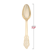 7.3-inch gold plastic spoons with a shiny Baroque finish, great for special occasions