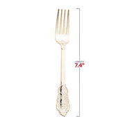 7.4-inch baroque-style gold plastic forks, disposable, 600-pack – Elegant forks with decorative detailing, perfect for large events and catering.
