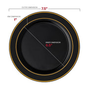 7.5-inch round appetizer plate with a gold-trimmed edge, perfect for small plates or appetizers