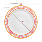 7.5-inch round appetizer plate with a stylish red and gold chord rim, ideal for serving small bites or starters