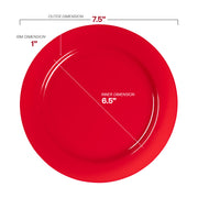 7.5-inch round disposable plastic appetizer plate in solid red