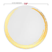 7.5-inch round disposable plastic plates in white with a decorative gold moonlight design