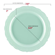 7.5-inch turquoise disposable salad plates with a sophisticated vintage pattern