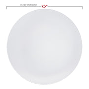 7.5-inch white disposable salad plates with an elegant silver rim, BPA-free and organic, perfect for events, 120-pack