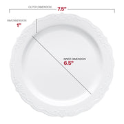7.5-inch white salad plates with a stylish silver vintage rim, disposable and practical