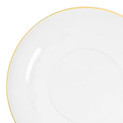7.5" clear plastic salad plate with organic round shape and elegant gold rim