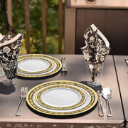 7.5" plates with elegant rim detail presented starters during a luxury dinner.