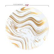 7.5" salad plate with metallic gold waves styled with dessert at bridal shower