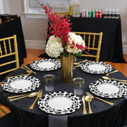 7.5" white plates with black spots held appetizers during a kids' party and fun event.