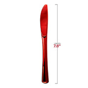 7.8-inch disposable metallic red plastic knives, sturdy and stylish
