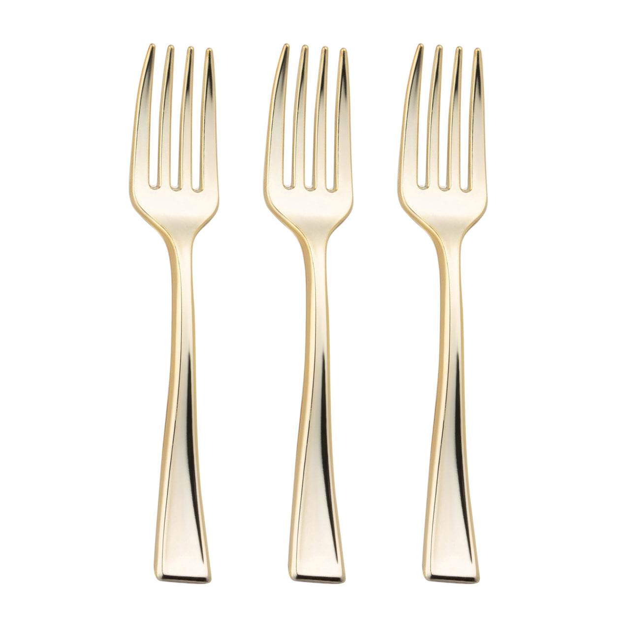 Shiny Metallic Gold Mini Plastic Disposable Tasting Forks