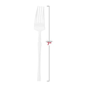 7" shiny white plastic dessert forks in a case of 240, offering convenience and style for any occasion