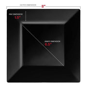 8-inch black square plastic salad plates, pack of 120, convenient and disposable for events, parties, or banquets