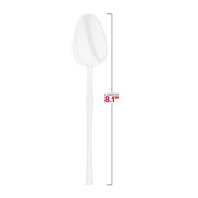 8.1-inch white plastic dinner spoons with a contemporary look, adding sophistication to formal table settings