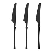 8.8-inch solid black disposable plastic dinner knives, sharp and sturdy, perfect for slicing through meals with ease.