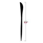 8.8-inch solid black disposable plastic dinner knives, sharp and sturdy, perfect for slicing through meals with ease
