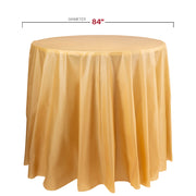 84-inch gold disposable plastic tablecloths with round shape, perfect for events and celebrations, bulk case of 96.