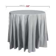 84-inch round silver disposable plastic tablecloths, great for banquets or outdoor gatherings, bulk case of 96.