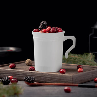 8 oz. White with Silver Edge Rim Round Plastic Coffee Mugs durable and elegant, perfect for entertaining guests with ease