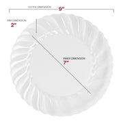9-inch round clear plastic buffet plates with a flared edge design
