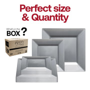 9.5-inch square dinner plate in silver, ideal for presenting main courses with a contemporary flair