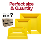 9.5-inch square dinner plate in yellow, perfect for serving main courses with a bold, vibrant look