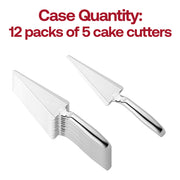 9.7-inch shiny silver disposable cake lifter, designed with an angled edge and sturdy handle for precise cake slicing