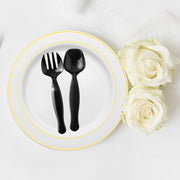 9.75-inch black plastic serving flatware set, designed for durability and versatility in serving a variety of dishes